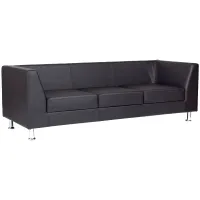 Диван офисный трехместный Chairman "Дерби", обивка кожзам Euroline черный (ПОД ЗАКАЗ)