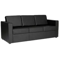 Диван офисный трехместный Chairman "Симпл", обивка кожзам Euroline черный (ПОД ЗАКАЗ)