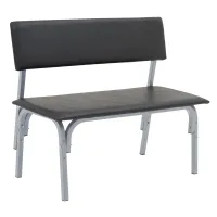 Банкетка со спинкой Астрид+ БМ 9, 1200*450*415 (800) каркас серый RAL9006М, кожзам черный К-01