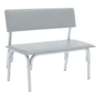 Банкетка со спинкой Астрид+ БМ 9, 1200*450*415 (800) каркас алюм. муар светло-серый, кожзам светло-серый К-05