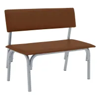 Банкетка со спинкой Астрид+ БМ 9, 1200*450*415 (800) каркас серый RAL9006М, кожзам коричневый К-007