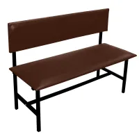 Банкетка со спинкой Берта+ БМ 6, 1500*430*475 (864) каркас черный муар, кожзам темно-коричневый К-006 Берта+ БМ 6 (ПОД ЗАКАЗ)