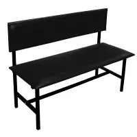 Банкетка со спинкой Берта+ БМ 6, 1500*430*475 (864) каркас черный муар, кожзам черный К-01 Берта+ БМ 6 (ПОД ЗАКАЗ)