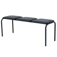 Банкетка без спинки Твист БМ 12, 3х секц., 1215*405*466, каркас черный муар, кожзам черный К-01