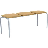 Банкетка без спинки Твист БМ 12, 3х секц., 1215*405*466, каркас Ral 9006М, кожзам бежевый К-031