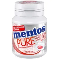 Жевательная резинка MENTOS Pure White "Клубника", 54 г, банка, 67842