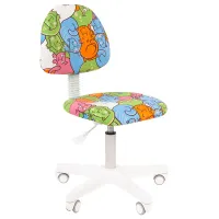 Кресло детское Chairman Kids 104, PL белый, ткань велюр, котики, мех.постоянной под.спины, без подл.