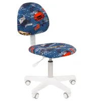 Кресло детское Chairman Kids 104, PL белый, ткань велюр, машинки, мех.постоянной под.спины, без подл