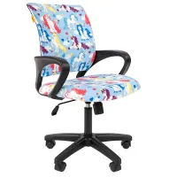 Кресло детское Chairman Kids 103, PL черн., ткань велюр, единороги, механизм качания спинки