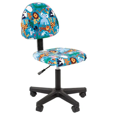 Кресло детское Chairman Kids 104, PL черн., ткань велюр, зоопарк, мех. постоян. под. спины, без подлокотников