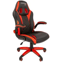 Кресло игровое Chairman "Game 15", экокожа черная/красная, механизм качания, откидные подлокотники