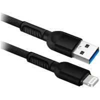 Кабель Defender ACH01-03T PRO USB(AM) - Lightning(M), для Apple, 2.1A output, в оплетке, 1м, черный