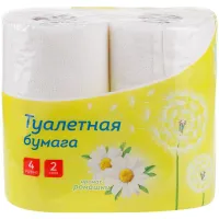 Бумага туалетная OfficeClean 2-слойная, 4шт., тиснение, белая, ромашка