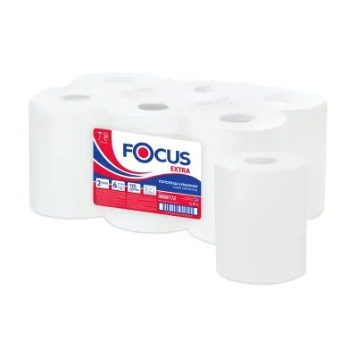 Полотенца бумажные с центральной вытяжкой 125 м FOCUS (Система М2) Jumbo, 2-слойные, белые, КОМПЛЕКТ 6 рулонов, 5036772