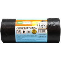 Мешки для мусора  120л Mirpack "Professional" ПСД, 70*110см, 20мкм, 50шт., черные, в рулоне