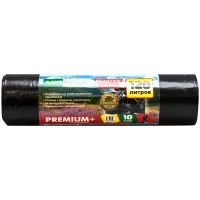 Мешки для мусора  120л Mirpack "Premium+" ПВД, 70*110см, 40мкм, 10шт., черные, в рулоне