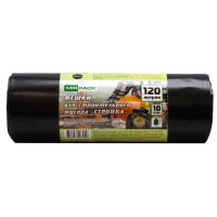 Мешки для мусора  120л Mirpack "Стройка" ПВД, 70*110см, 70мкм, 10шт., черные, в рулоне, для строител