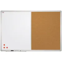 Доска магнитно-маркерная/пробковая 2х3 "Office", 60*90см, алюминиевая рамка, полочка, маркер, 3 магнита