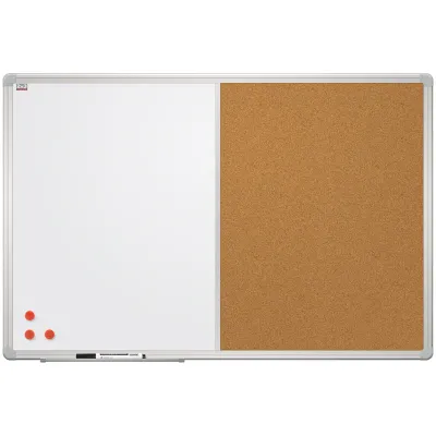 Доска магнитно-маркерная/пробковая 2х3 "Office", 60*90см, алюминиевая рамка, полочка, маркер, 3 магнита