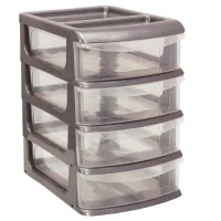 Бокс универсальный Idea средний, 4 отделения, прозрачные лотки, металлик