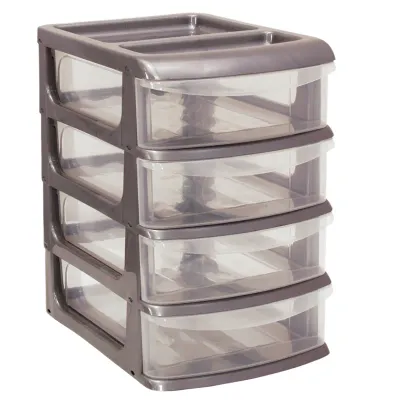 Бокс универсальный Idea большой, 4 отделения, прозрачные лотки, металлик