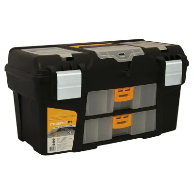 Ящик для инструментов Idea "Гефест" 21', 2 консоли и секции, металл замки, 27*29*53см