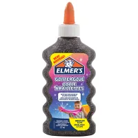 Клей для слаймов Elmers "Glitter Glue", 177мл, черный, с блестками, прозрачный