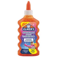 Клей для слаймов Elmers "Glitter Glue", 177мл, оранжевый, с блестками, прозрачный