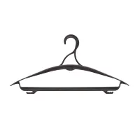 Вешалка-плечики OfficeClean, пластик, плоская, перекладина, крючки, 42см (р.46-50), цвет черный