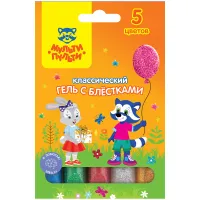Гель с блестками Мульти-Пульти "Приключения Енота", 05 цветов, 5мл, картон с европодвесом