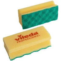Губка Vileda Professional "Pur Active", с абразивным слоем, 14*6,3см, 10шт., желтый/зеленый 123117 (ПОД ЗАКАЗ)