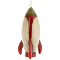 Елочное украшение из доломитовой керамики "Ракета красная", 5*5*11см