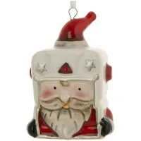 Елочное украшение из доломитовой керамики "Дед мороз-колокольчик красный", 4,5*5,5*8см