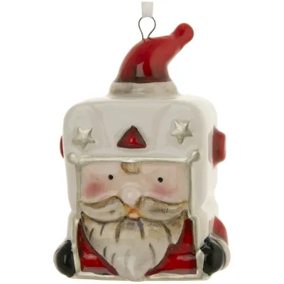 Елочное украшение из доломитовой керамики "Дед мороз-колокольчик красный", 4,5*5,5*8см