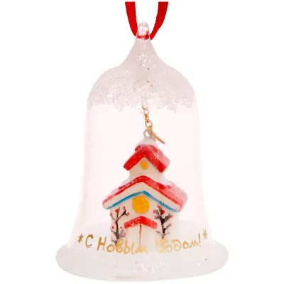 Елочное украшение из полипропилена "Домик из стекла", 5*5*7,5см