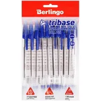 Набор шариковых ручек Berlingo "Tribase", синяя, 10шт., в ассорт., пакет, европодвес