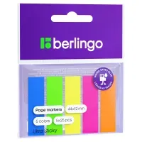 Флажки-закладки Berlingo "Ultra Sticky", 44*12мм, 25л*5 неоновых цветов, европодвес