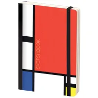 Скетчбук - альбом для рисования 80л., В6 "Mondrian", твердая обложка, карман, доп. листы крафт, 100г/м2