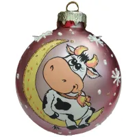 Шар "Коровка с колокольчиком"  65 мм, подарочная упаковка