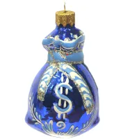 Елочное украшение "Денежный мешок Русские Узоры" 10см, подарочная упаковка