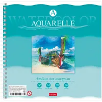 Альбом для акварели 20л, 205*205мм, на гребне Hatber "Райский уголок", 220г/м2, жест. подл., тиснение