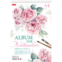 Альбом для акварели 20л., А4, на гребне Hatber "Нежные моменты", 220г/м2,тисн., жест. подл., перфор.