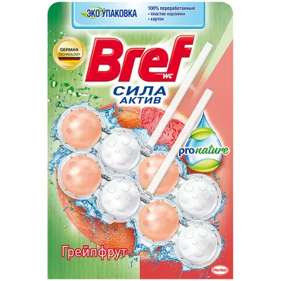 Подвесной блок для унитаза Bref "Pro Nature", грейпфрут, 2*50г, блистер