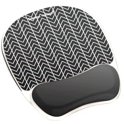 Коврик для мыши Fellowes FS-96534 Photo Gel, Chevron, c гелевой подкладкой, черный/белый