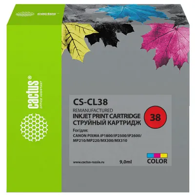 Картридж совм. Cactus CL38 цветной для Canon Pixma iP1800/iP1900/iP2500 (9мл)