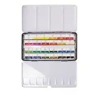 Акварель Mungyo, профессиональная, 24 цвета, кюветы, металлический пенал