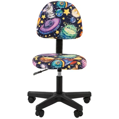 Кресло детское Chairman Kids 104, PL черн., ткань велюр, НЛО, мех. постоян. под. спины, без подлокотников