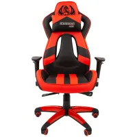 Кресло игровое Chairman "Game 25", экокожа премиум черная/красная, механизм синхро, регулир. подлокотники