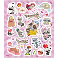 Альбом с наклейками ND Play "Панды, еноты и ленивцы на дне рождения", 190*225мм, 170шт.