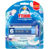 Очиститель унитаза Туалетный утенок Диски чистоты в дозаторе "Морская свежесть", 38г